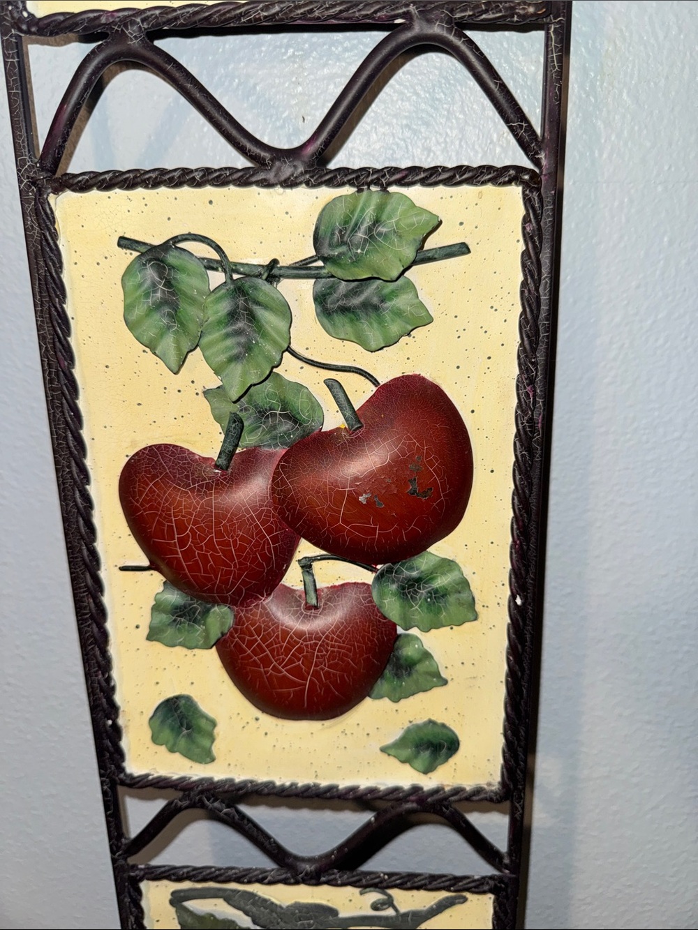 Vintage Home Interiors (Homco) Wrought Iron 3-D Fruit Wall Plaque Tuscan Rustic - Picture 3 of 8
